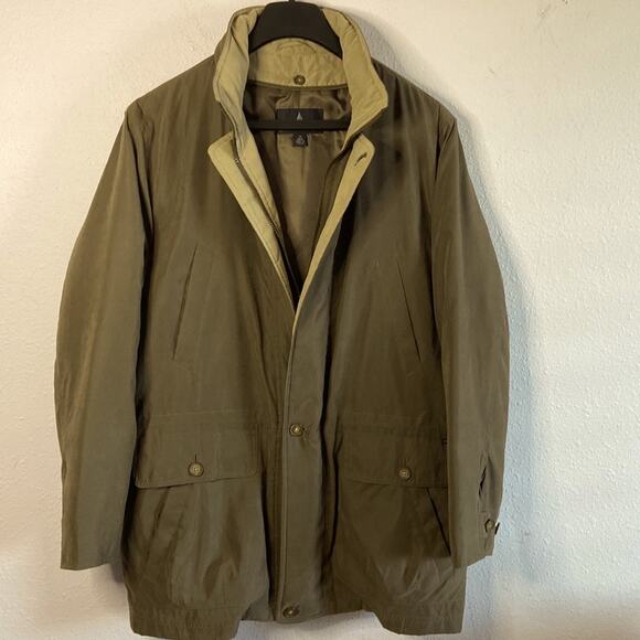 London Fog Men Brown Wool Blend Winter Jacket with Attached Hood & Vest Size M - Picture 1 of 16